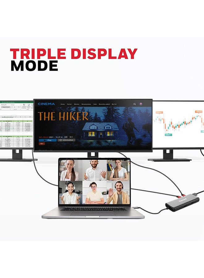 Honeywell - 11-in-1 TypeC Multiport Dock With Dual 4K HDMI,DP,RJ45 Ethernet Port,2xUSB 3.0 And TypeC 3.0,3.5 mm Audio Ports,SD And MicroSD Slot,Compatible With Laptop, PC, Dell, HP, Macbook Grey/Black - Image 1