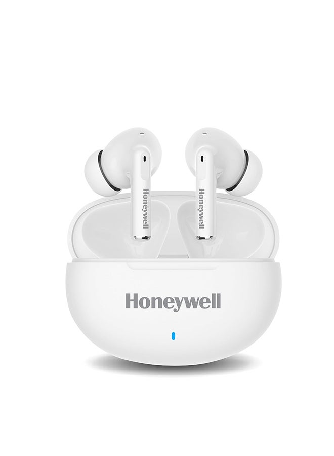 Honeywell Moxie V1200 Bluetooth TWS Earbuds with 26H of Playtime, Type C Fast Charging, IPx4 Water Resistant, Bluetooth V5.3, 13mm*2 Drivers, Voice Assistant, 2 Years Manufacturer Warranty - White  - Image 1