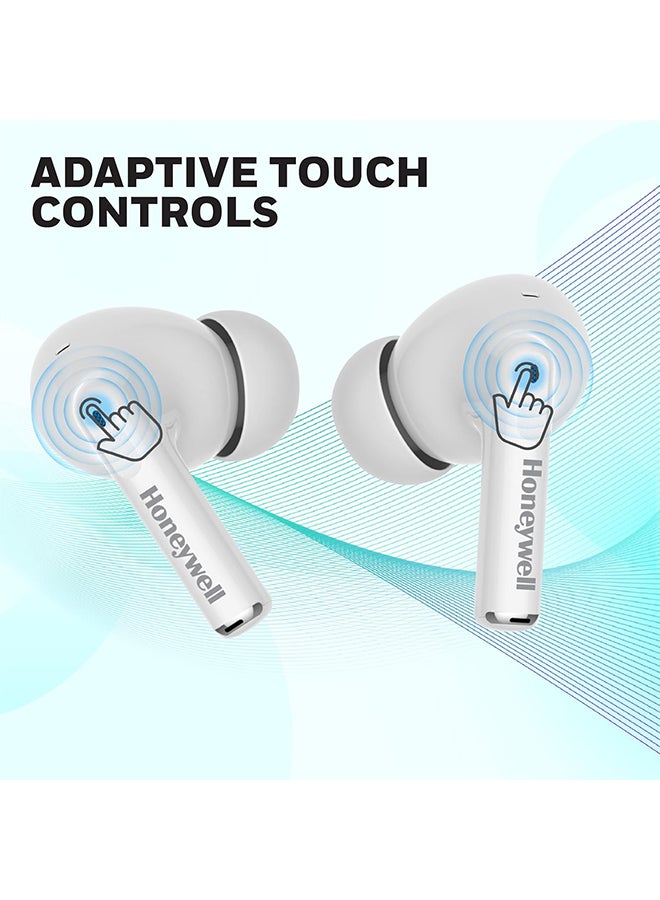 Honeywell Moxie V1200 Bluetooth TWS Earbuds with 26H of Playtime, Type C Fast Charging, IPx4 Water Resistant, Bluetooth V5.3, 13mm*2 Drivers, Voice Assistant, 2 Years Manufacturer Warranty - White  - Image 3
