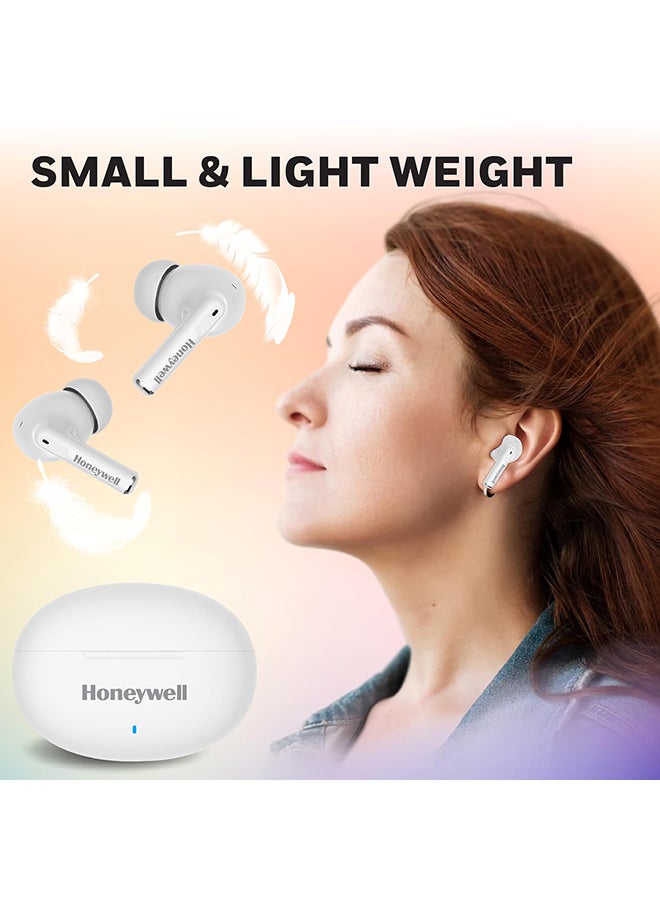 Honeywell Moxie V1200 Bluetooth TWS Earbuds with 26H of Playtime, Type C Fast Charging, IPx4 Water Resistant, Bluetooth V5.3, 13mm*2 Drivers, Voice Assistant, 2 Years Manufacturer Warranty - White  - Image 5