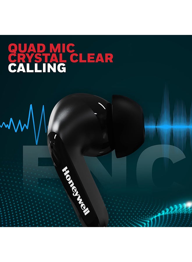 Honeywell Suono P2100 Bluetooth TWS Earbuds with 50H of Playtime, ENC Mode, 4xMics, Type C Fast Charging, Low Latency Mode for Gaming, Bluetooth V5.3, 13mm*2 Drivers, Voice Assistant,2 Years Warranty Black  - Image 4