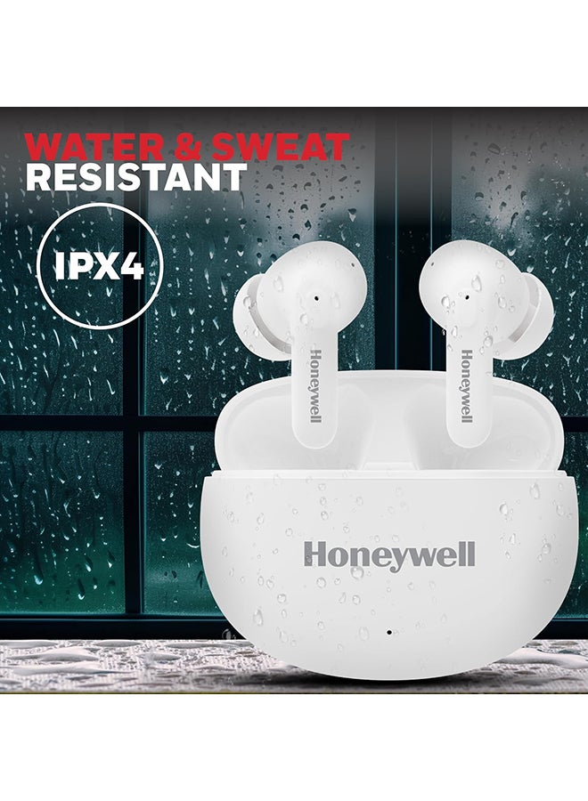 Honeywell - Suono P2100 Bluetooth TWS Earbuds with 50H of Playtime, ENC Mode, 4xMics, Type C Fast Charging, Low Latency Mode for Gaming, Bluetooth V5.3, 13mm*2 Drivers, Voice Assistant,2 Years Warranty White - Image 1