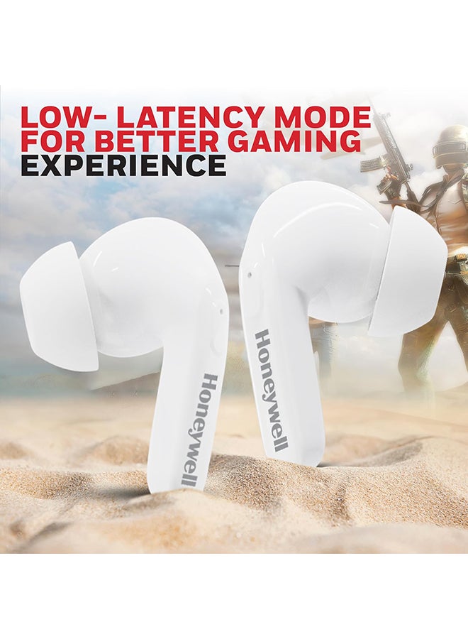 Honeywell - Suono P2100 Bluetooth TWS Earbuds with 50H of Playtime, ENC Mode, 4xMics, Type C Fast Charging, Low Latency Mode for Gaming, Bluetooth V5.3, 13mm*2 Drivers, Voice Assistant,2 Years Warranty White - Image 1