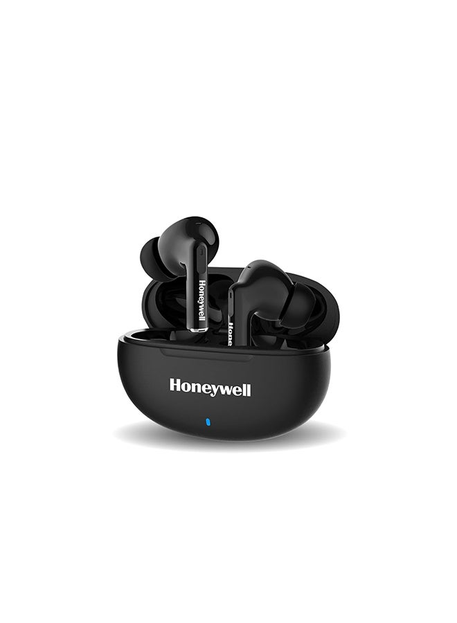 Honeywell - Moxie V1200 Bluetooth TWS Earbuds with 26H of Playtime, Type C Fast Charging, IPx4 Water Resistant, Bluetooth V5.3, 13mm*2 Drivers, Voice Assistant, 2 Years Manufacturer Warranty - Black - Image 1