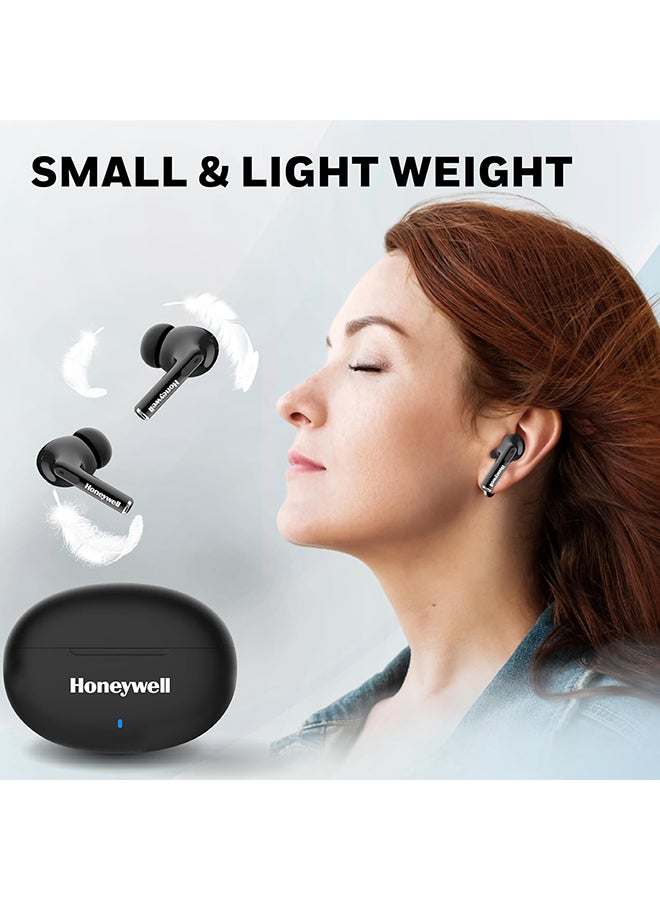 Honeywell - Moxie V1200 Bluetooth TWS Earbuds with 26H of Playtime, Type C Fast Charging, IPx4 Water Resistant, Bluetooth V5.3, 13mm*2 Drivers, Voice Assistant, 2 Years Manufacturer Warranty - Black - Image 1