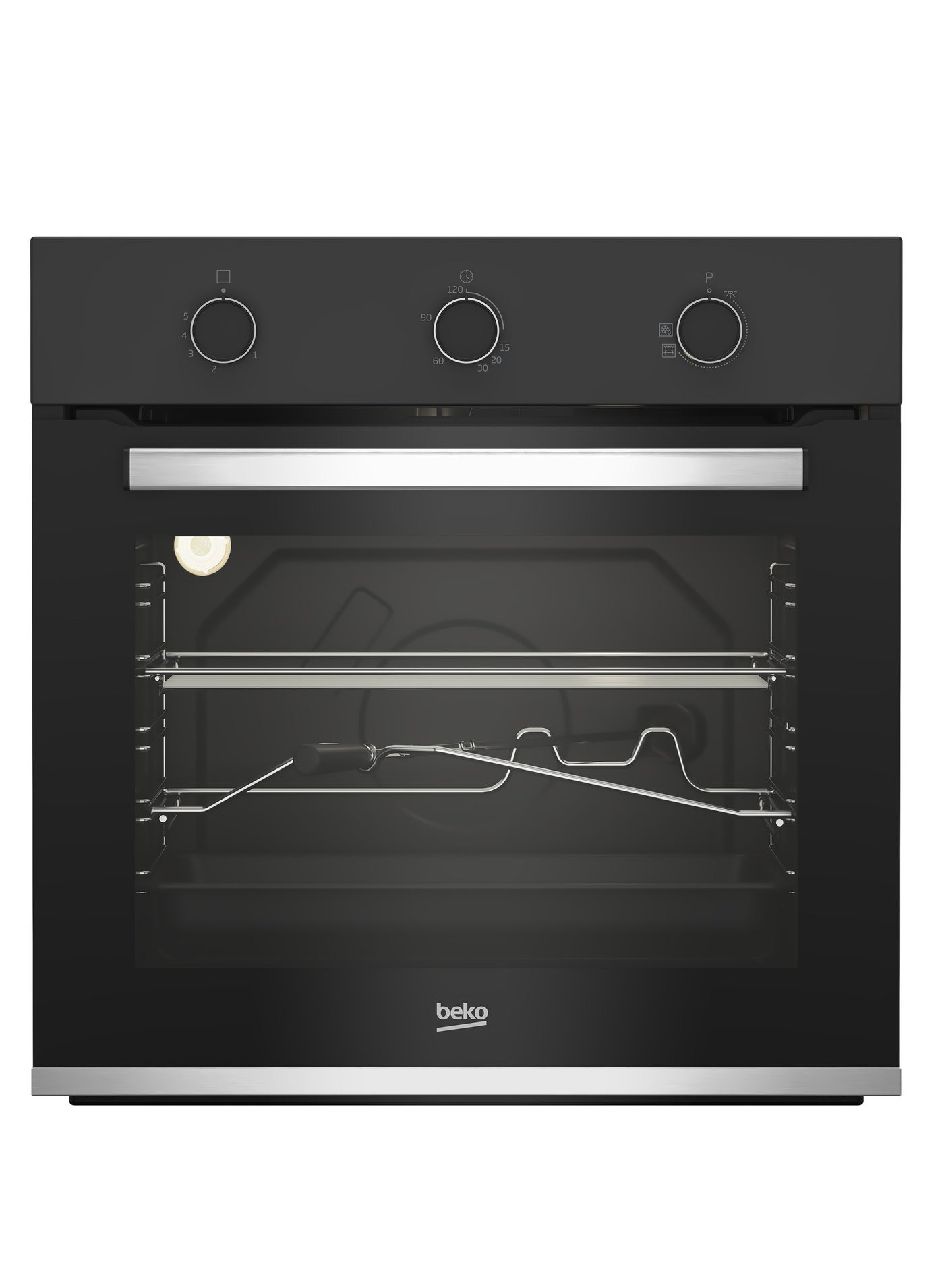 Beko Built-in Gas Oven - 60 cm - Electric Grill - Fan Assisted Cooking - Catalytic Side Walls - Cooling Fan - BBIH12100BC 7779420257 Black - Silver