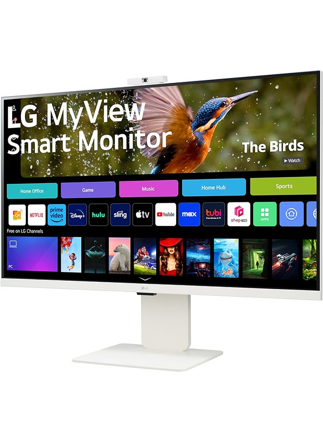 LG - 32-inch MyView 4K UHD, IPS Display, webOS Smart Monitor, ThinQ Home, USB Type-C 90W PD, Built-in FHD Webcam & Speaker, HDR 10, AirPlay 2, Screen Share, Bluetooth, 32SR85U-W White - Image 1