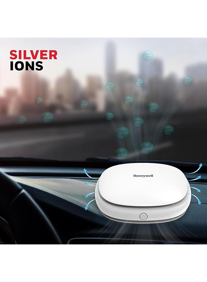 Honeywell - Move Pure3 Car Air Purifier,Hepa filter& Ionizer which removes 99.9% PM0.1 particles, pollutants,allergies,dust & smoke,CADR upto24 m³/h. with 3xUSB Charging ports, 2Yrs Manufacturer Warranty HC000024/AP/PURE3 White - Image 1