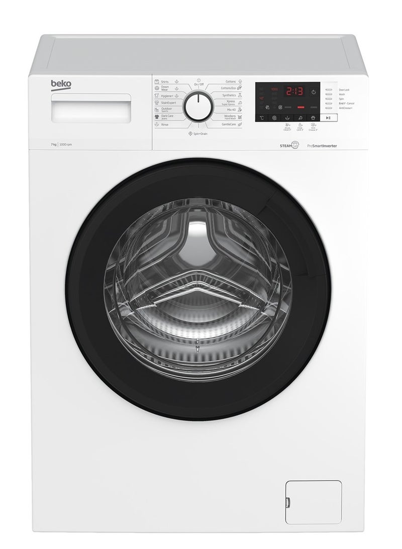 Beko Front Load Automatic Washing Machine - 1000 RPM - Smart Inverter Motor - Steam Cure -WTV 7512 XWCI 7 kg 7144843800 White 