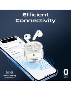 PROMATE Earbuds, In-Ear True Wireless Bluetooth v5.3 Earphones with Transparent Case, 26-hour Playback Time, Intelligent Touch Controls and 350mAh Battery Capacity for iPhone, Galaxy, TransPods White  - Image 5