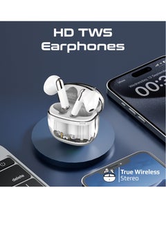 PROMATE Earbuds, In-Ear True Wireless Bluetooth v5.3 Earphones with Transparent Case, 26-hour Playback Time, Intelligent Touch Controls and 350mAh Battery Capacity for iPhone, Galaxy, TransPods White  - Image 2