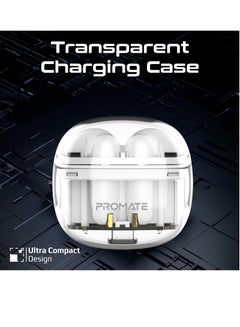PROMATE Earbuds, In-Ear True Wireless Bluetooth v5.3 Earphones with Transparent Case, 26-hour Playback Time, Intelligent Touch Controls and 350mAh Battery Capacity for iPhone, Galaxy, TransPods White  - Image 4