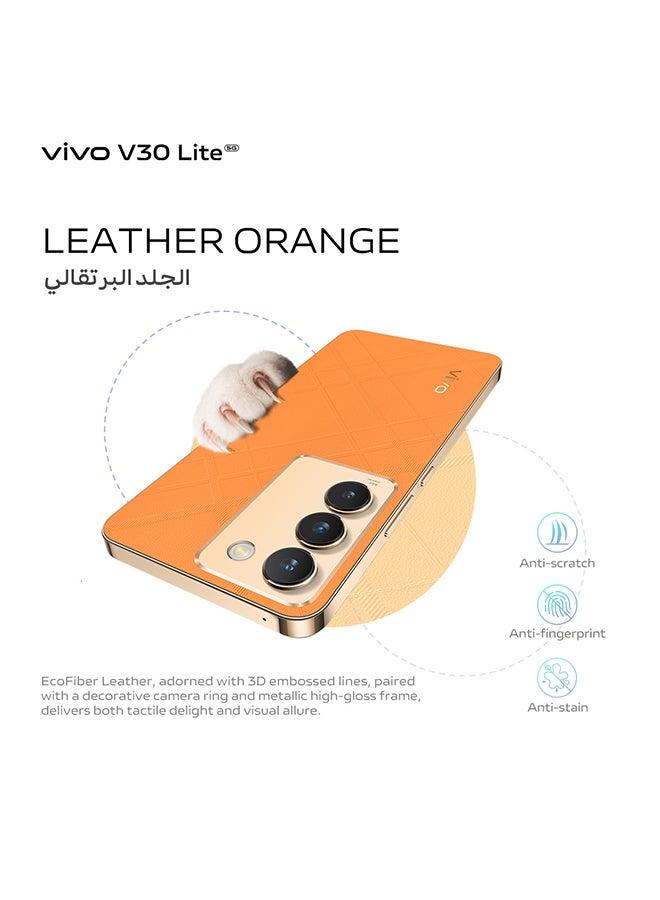 vivo - V30 Lite 5G Dual Sim Leather Orange 12Gb+12Gb Ram 256Gb With Exclusive Gifts Earbuds, Smart Fitness Band, 80W Charger And 24 Months Warranty + 1 Year Screen Replacement - Middle East Version - Image 1