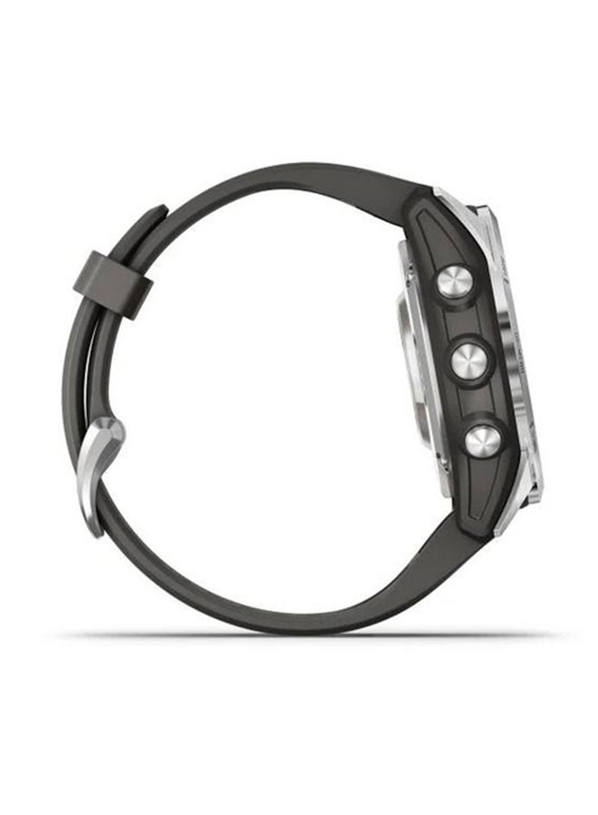 GARMIN - Fenix 7S Pro - 42MM - Solar Edition - Up To 14 Days Battery Life - 1.2"inch Sunlight-Visible  Display, Scratch Resistant, Power Glass™, Heart Rate Monitor, All Day Stress Monitor, Power Glass Solar Charging Lens, Advanced GPS Features, iOS and Android Compatible Silver Stainless Steel with Graphite Band - Image 1