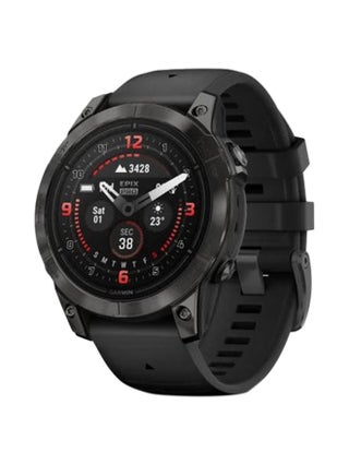 Epix Pro (Gen 2) Sapphire Edition - 47MM - Up To 16 Days Battery Life - 1.3"inch Amoled Display, Scratch Resistant, Corning® Gorilla® Glass, Heart Rate Monitor, All Day Stress Monitor, Advanced GPS Features,  Advanced Golf Features, Super Bright LED Flashlight, iOS and Android Compatible Carbon Gray DLC titanium with black silicone band - pnsku/N70051974V/45/_/1709616664/a48e90fe-c426-4dc9-bab7-60066574e2dd
