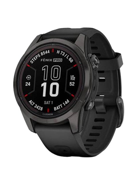 Fenix 7S Pro - 42MM - Sapphire Solar Edition - Up To 14 Days Battery Life - 1.2"inch Sunlight-Visible  Display, Scratch Resistant, Power Sapphire™, Heart Rate Monitor, All Day Stress Monitor, Power Sapphire Solar Charging Lens, Advanced GPS Features, iOS and Android Compatible Carbon Gray DLC Titanium with Black Band