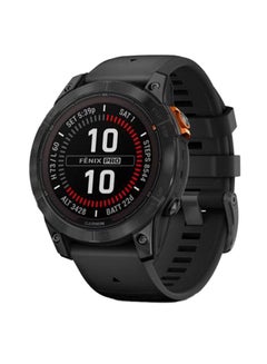 Fenix 7 Pro - 47MM - Solar Edition - Up To 22 Days In Battery Life - 1.3"inch Sunlight-Visible  Display, Scratch Resistant, Power Glass™, Heart Rate Monitor, All Day Stress Monitor, Power Glass Solar Charging Lens, Super Bright LED Flashlight, iOS and Android Compatible Slate Gray Stainless Steel with Black Band