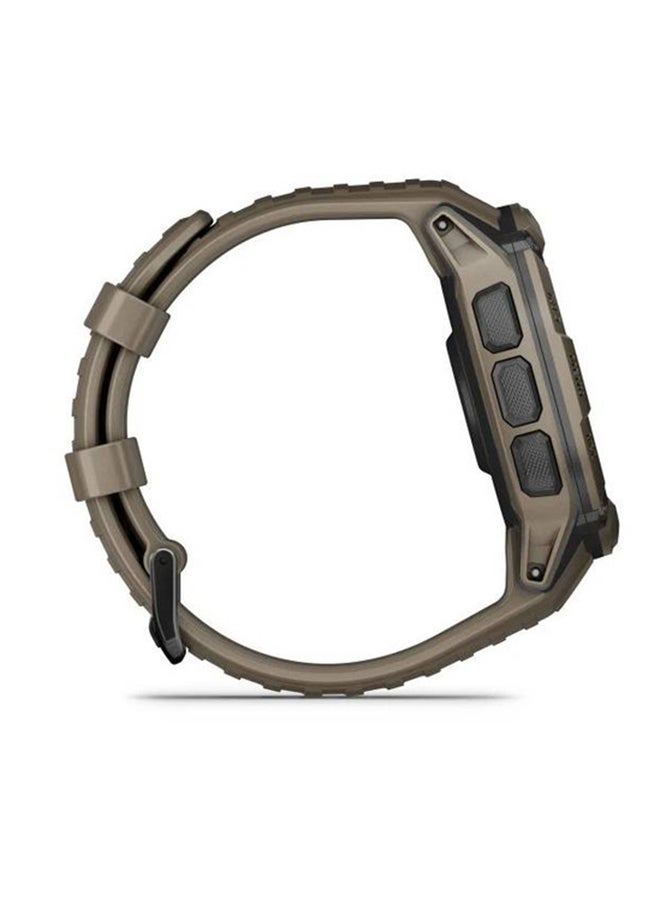 GARMIN - Instinct 2X Solar - 50MM - Tactical Edition - Unlimited Battery Life in Smartwatch Mode With Solar Charging1 - Military Standard Toughness, Scratch Resistant, Power Glass™, Heart Rate Monitor, All Day Stress Monitor, Tactical-Specific Features Include Night Vision Compatibility and More For Field Ops , Super Bright LED Flashlight, iOS and Android Compatible Coyote Tan - Image 1