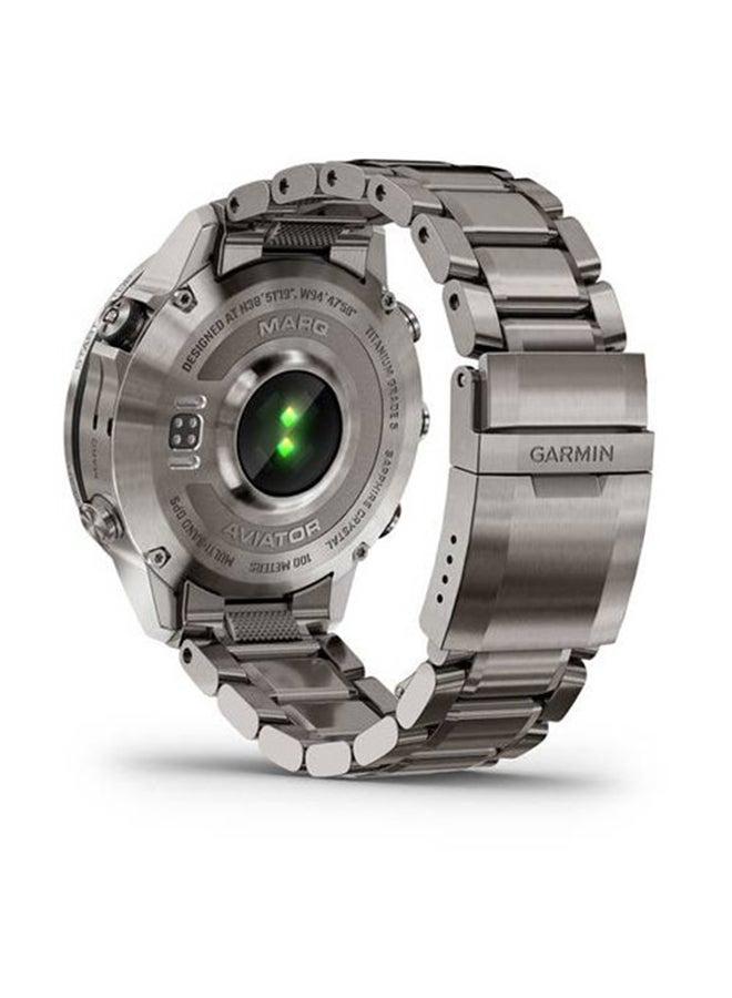 Marq Aviator Gen 2 - Ultimate Luxury Smartwatch - 46MM - Grade 5 Titanium Material, Up To 16 Days Battery Life - 1.2"inch Amoled Display, Scratch Resistant, Domed Sapphire Crystal, 20+ Aviation Features, Advanced GPS Features, Built-in GNSS and Sports App, iOS and Android Compatible Silver Titanium Band
