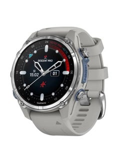 Descent Mk3 - 43MM - Up To 10 Days Battery life - 1.2"inch Amoled Display, Scratch Resistant, Sapphire Crystal, Heart Rate Monitor, All Day Stress Monitor, Advanced GPS Features, Dive Features, iOS and Android Compatible Fog Grey Silicone Band
