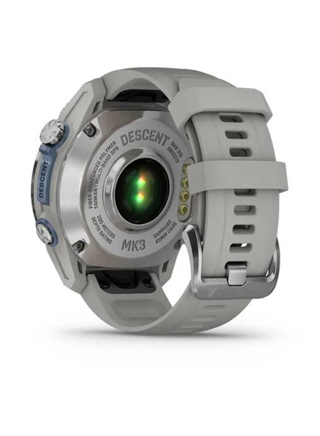 GARMIN - Descent Mk3 - 43MM - Up To 10 Days Battery life - 1.2"inch Amoled Display, Scratch Resistant, Sapphire Crystal, Heart Rate Monitor, All Day Stress Monitor, Advanced GPS Features, Dive Features, iOS and Android Compatible Fog Grey Silicone Band - Image 1