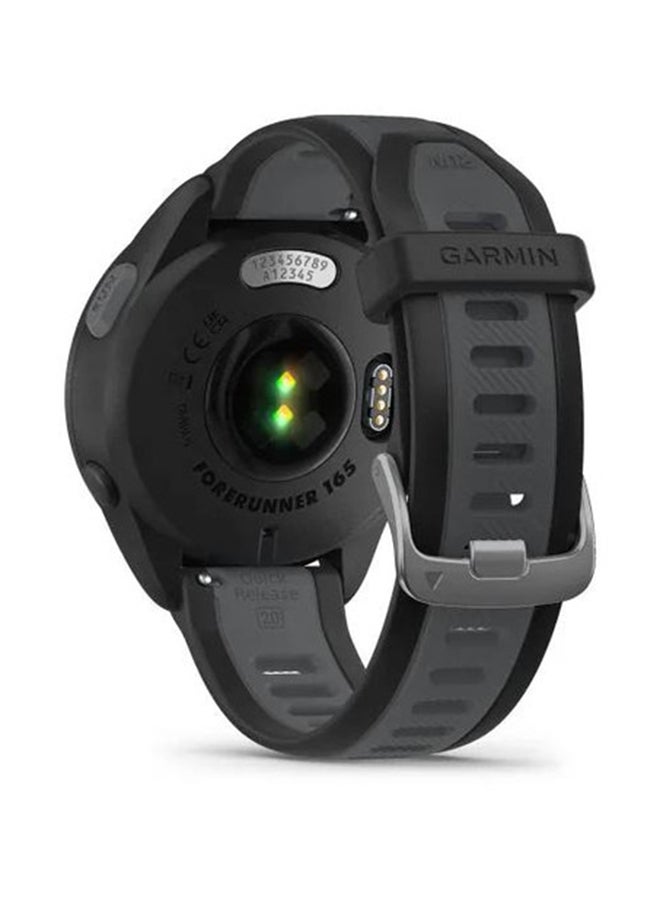 GARMIN - Forerunner 165 Music - 43MM - Up To 11 Days Battery Life - 1.2"inch Amoled Display, Scratch Resistant, Chemically Strengthened Glass, Heart Rate Monitor, Stress Tracking, Save Music On Device, Advanced GPS and Running Features, Built-in GNSS and Sports App, iOS and Android Compatible Black and Grey - Image 1