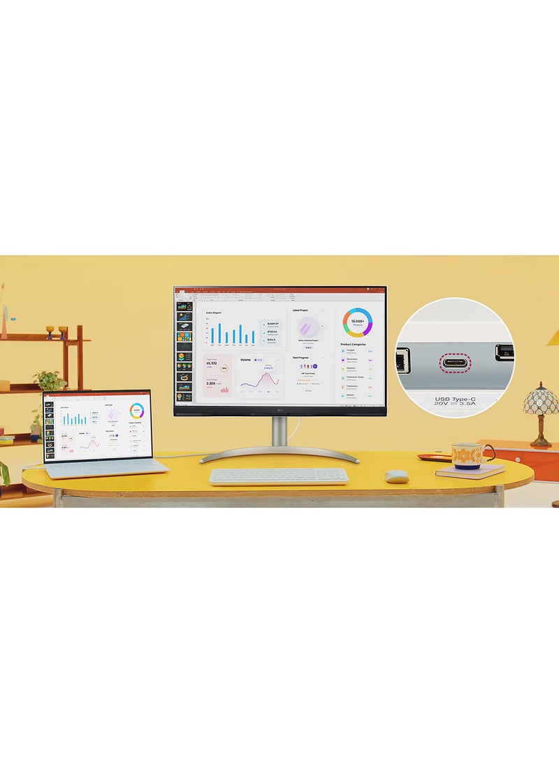 LG - 32 inch Smart Monitor (32SQ730S-W) 4K UHD(3840x2160) Display, webOS Smart Monitor, ThinQ Home, Magic Remote, USB Type-C, 2x5W Stereo Speakers, AirPlay 2, Screen Share, Bluetooth Silver - Image 1