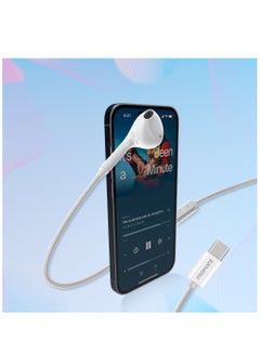 PROMATE Earbuds with USB-C™ Connector, Ergonomic In-Ear USB-C™ HD Mono Earphone with Mic, Noise Isolation, Call Function, and In-Line Volume Control, MonoPod-C White  - Image 2