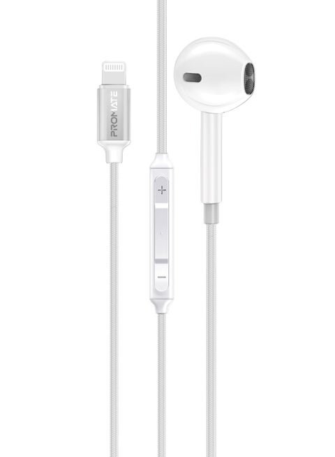 Mono Earbuds with Lightning Connector, Ergonomic MFi Certified HD Mono Earphone with Mic, Noise Isolation, Call Function, and In-Line Volume Control for iPhone, iPad Air, IPod, MonoPod-LT White