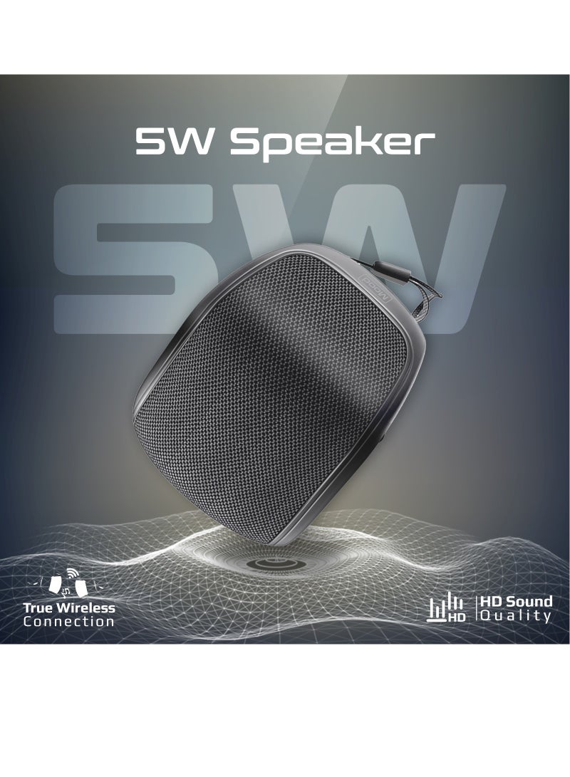 PROMATE Bluetooth Speaker, Premium 5W True Wireless IPX4 Water Resistant Portable Speaker with HD Sound, Long 24H Playtime, USB Flash Port, Mood Black  - Image 2