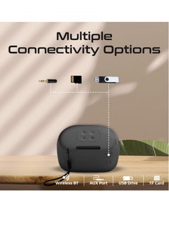 PROMATE Bluetooth Speaker, Premium 5W True Wireless IPX4 Water Resistant Portable Speaker with HD Sound, Long 24H Playtime, USB Flash Port, Mood Black  - Image 4