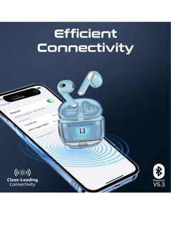 PROMATE Earbuds, In-Ear True Wireless Bluetooth v5.3 Earphones with Transparent Case, 26-hour Playback Time, Intelligent Touch Controls and 350mAh Battery Capacity for iPhone, Galaxy, TransPods Blue  - Image 5