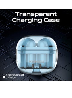 PROMATE Earbuds, In-Ear True Wireless Bluetooth v5.3 Earphones with Transparent Case, 26-hour Playback Time, Intelligent Touch Controls and 350mAh Battery Capacity for iPhone, Galaxy, TransPods Blue  - Image 4