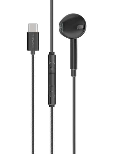 سماعات أذن مع موصل USB-C، سماعة أذن مريحة USB-C HD أحادية مع ميكروفون، عزل الضوضاء، وظيفة الاتصال، والتحكم في مستوى الصوت في الخط لأجهزة iPhone 15، iPad Air، IPod، MonoPod-C أسود