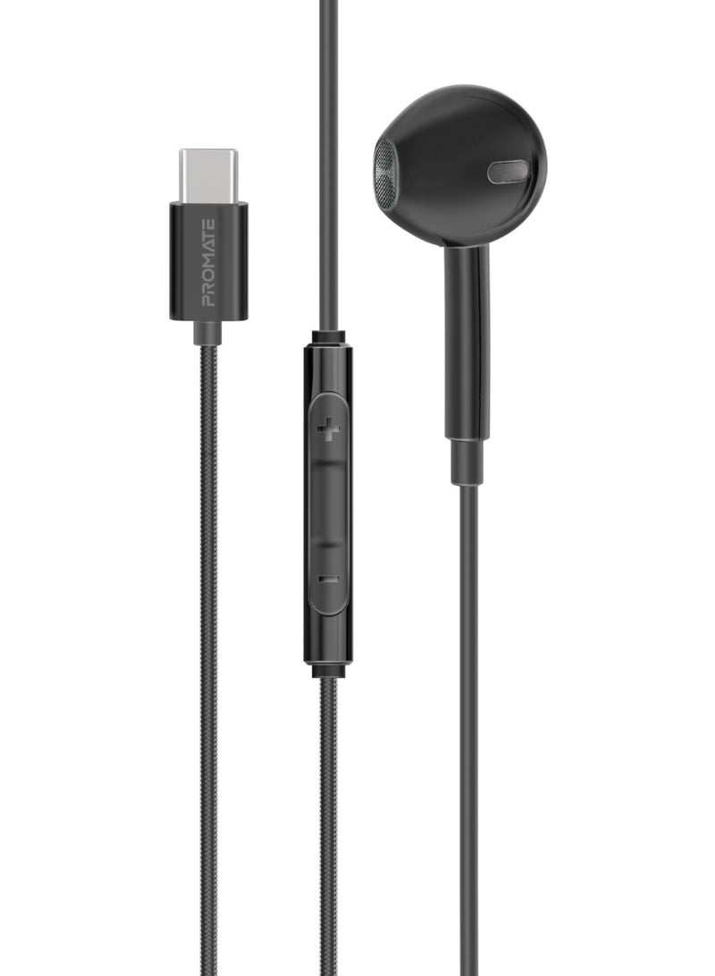 سماعات أذن مع موصل USB-C، سماعة أذن مريحة USB-C HD أحادية مع ميكروفون، عزل الضوضاء، وظيفة الاتصال، والتحكم في مستوى الصوت في الخط لأجهزة iPhone 15، iPad Air، IPod، MonoPod-C أسود