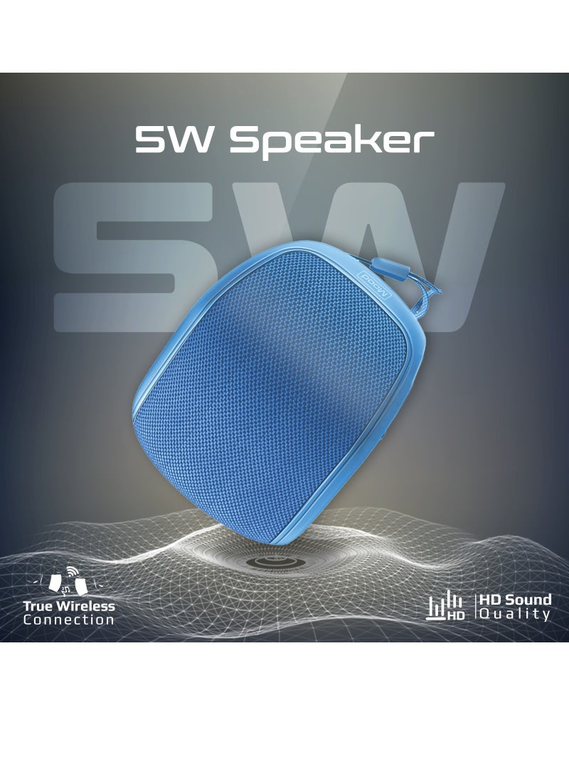 PROMATE Bluetooth Speaker, Premium 5W True Wireless IPX4 Water Resistant Portable Speaker with HD Sound, Long 24H Playtime, USB Flash Port, Mood Blue  - Image 2