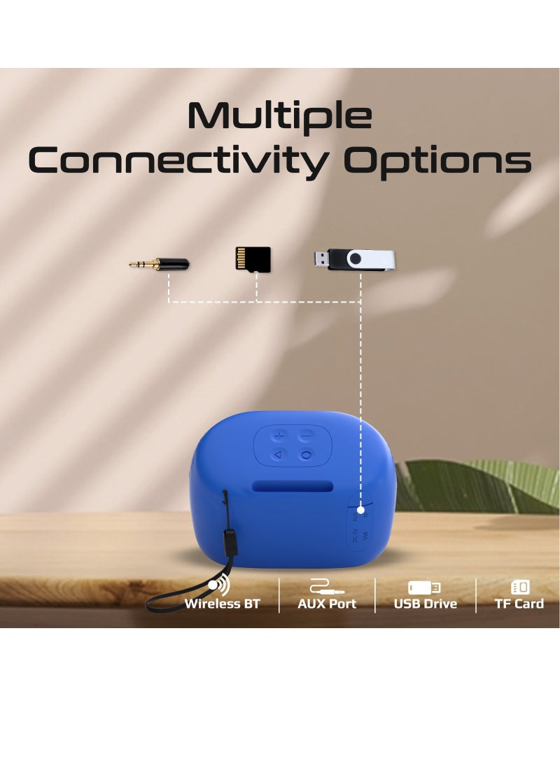 PROMATE Bluetooth Speaker, Premium 5W True Wireless IPX4 Water Resistant Portable Speaker with HD Sound, Long 24H Playtime, USB Flash Port, Mood Blue  - Image 4