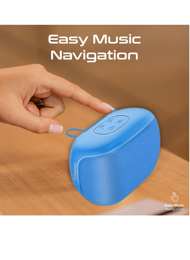 PROMATE Bluetooth Speaker, Premium 5W True Wireless IPX4 Water Resistant Portable Speaker with HD Sound, Long 24H Playtime, USB Flash Port, Mood Blue  - Image 3