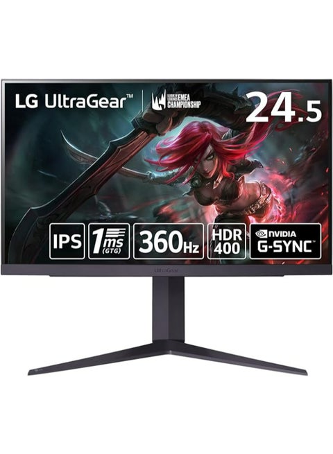 UltraGear (25GR75FG-B) Gaming Monitor, 360 Hz (HDMI 240 Hz), 24.5 inch (FHD / IPS, 1 ms (GTG), NVIDIA G-SYNC, Display HDR 400, HDMI x 2, DP, 3 Year Reliable and Non-Luminous Point Warranty Black
