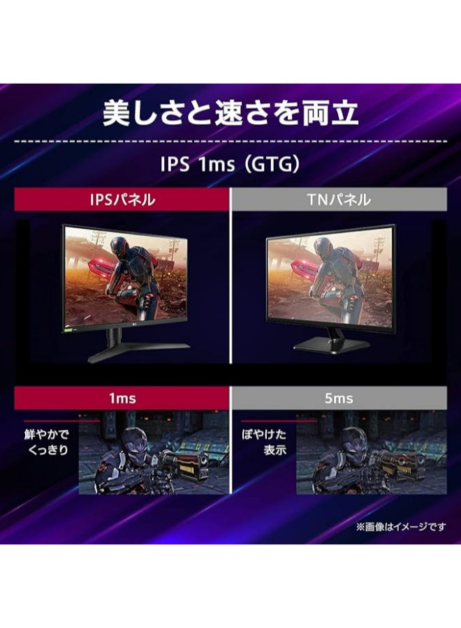 LG - UltraGear (25GR75FG-B) Gaming Monitor, 360 Hz (HDMI 240 Hz), 24.5 inch (FHD / IPS, 1 ms (GTG), NVIDIA G-SYNC, Display HDR 400, HDMI x 2, DP, 3 Year Reliable and Non-Luminous Point Warranty Black - Image 1