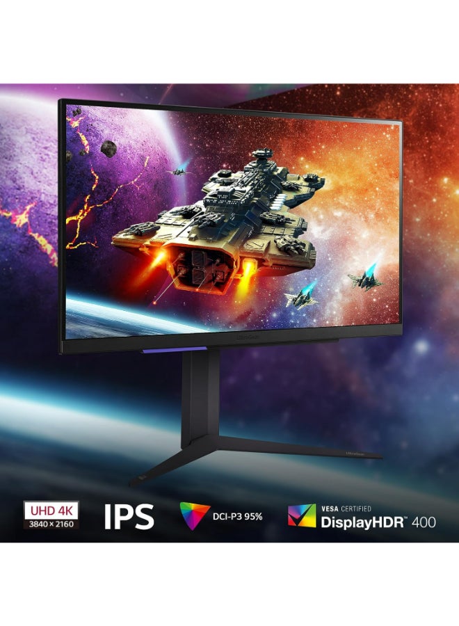 LG - UltraGear 4K Gaming Monitor (27GR93U-B) 27 inch, 4K, 144Hz, 1ms GtG, IPS Display, HDR 10, NVIDIA G-Sync & AMD FreeSync compatible, Smart Energy Saving, Displayport, HDMI ‎Purple Gray - Image 1