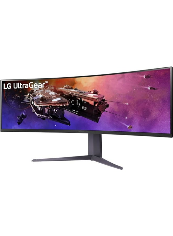 LG - Ultragear Curved Gaming Monitor (45GR75DC-B) 45-inch, Dual QHD 1ms, 200Hz, 32:9, VESA DisplayHDR 600 with DCI-P3 95%, AMD FreeSync Premium Pro, Enhanced Gaming GUI, DTS HP:X, 3-Way Adjustable Stand Black - Image 1