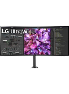 LG (38WQ88C-W) 38 Inch Curved 21:9 UltraWide QHD+ (3840 x 1600) IPS Monitor, DCI-P3 95% Color Gamut, HDR10, USB Type-C, AMD FreeSync, Built in Speakers, Ergo Stand (Extend/Retract/Swivel/Height/Tilt) Black  - Image 1