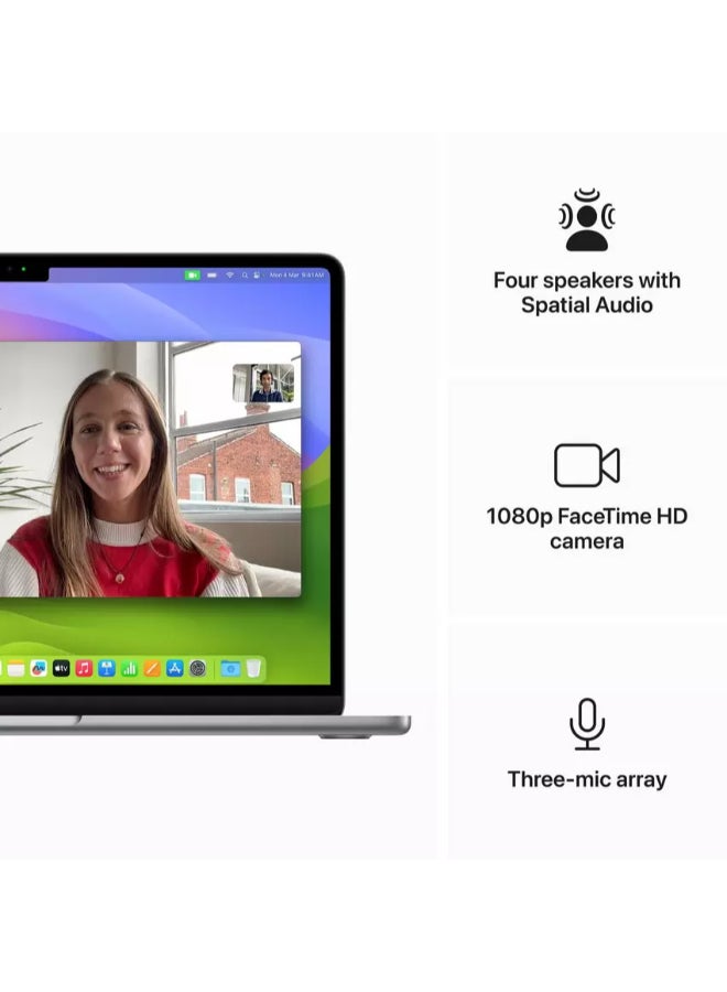 Apple - New 2024 MacBook Air MRXP3 13-inch Display, Apple M3 Chip 8-Core CPU 10-Core GPU Processor/8GB RAM/512GB SSD/Intel UHD Graphics English/Arabic Space Grey - Image 1