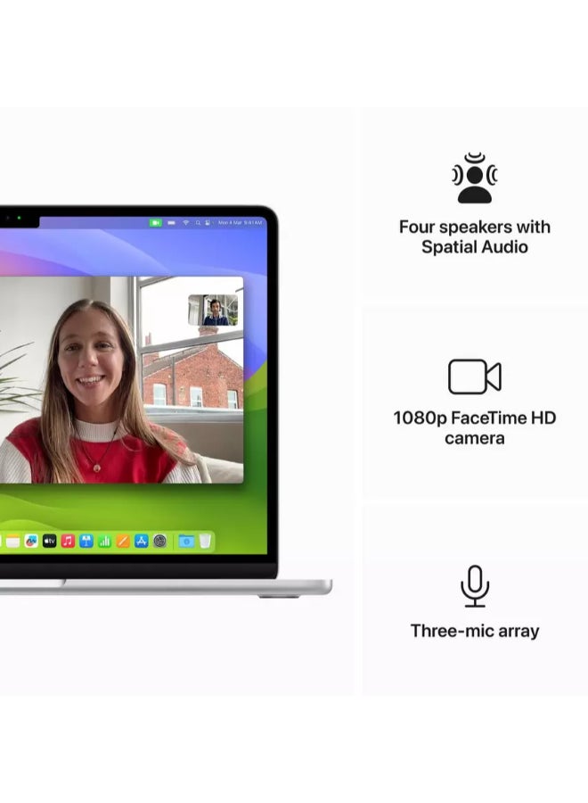 Apple - New 2024 MacBook Air MXCT3 13-inch Display, Apple M3 Chip 8-Core CPU 10-Core GPU Processor/16GB RAM/512GB SSD/Intel UHD Graphics English/Arabic Silver - Image 1
