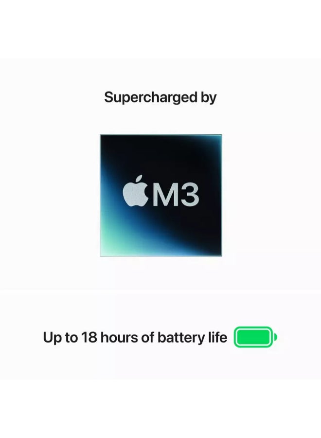 أبل - لابتوب ماك بوك اير الجديد لعام 2024 بشاشة مقاس 15 بوصة، ووحدة معالجة مركزية ابل ام3 Chip 8-كور، ومعالج GPU 10-كور/ذاكرة الوصول العشوائي (رام) سعة 16 جيجابايت/محرك أقراص اس اس دي سعة 512 جيجابايت/بطاقة رسومات انتل يو اتش دي الإنجليزية/العربية رمادي فضائي - Image 1