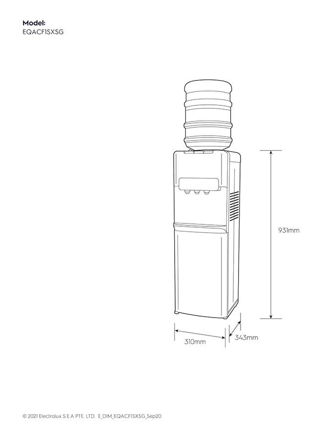 Electrolux - Water Dispenser, Top Loading, 3-Taps Equipped With Hot Cold And Ambient Temperature, Floor Standing, LED Indicator, Child Safety Lock For Faucet, Best For Home And Office 9 L 570 W EQACF1SXSG Grey - Image 1