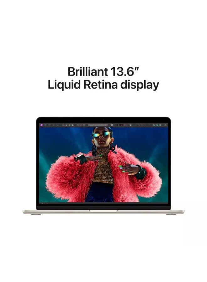 أبل - جهاز MacBook Air الجديد لعام 2024 بشاشة مقاس 15 بوصة، ووحدة معالجة مركزية Apple M3 Chip 8-Core، ومعالج رسوميات 10-Core/ذاكرة الوصول العشوائي (RAM) سعة 16 جيجابايت/محرك أقراص SSD سعة 512 جيجابايت/بطاقة رسومات Intel UHD باللغة الإنجليزية/العربية Starlight - Image 1