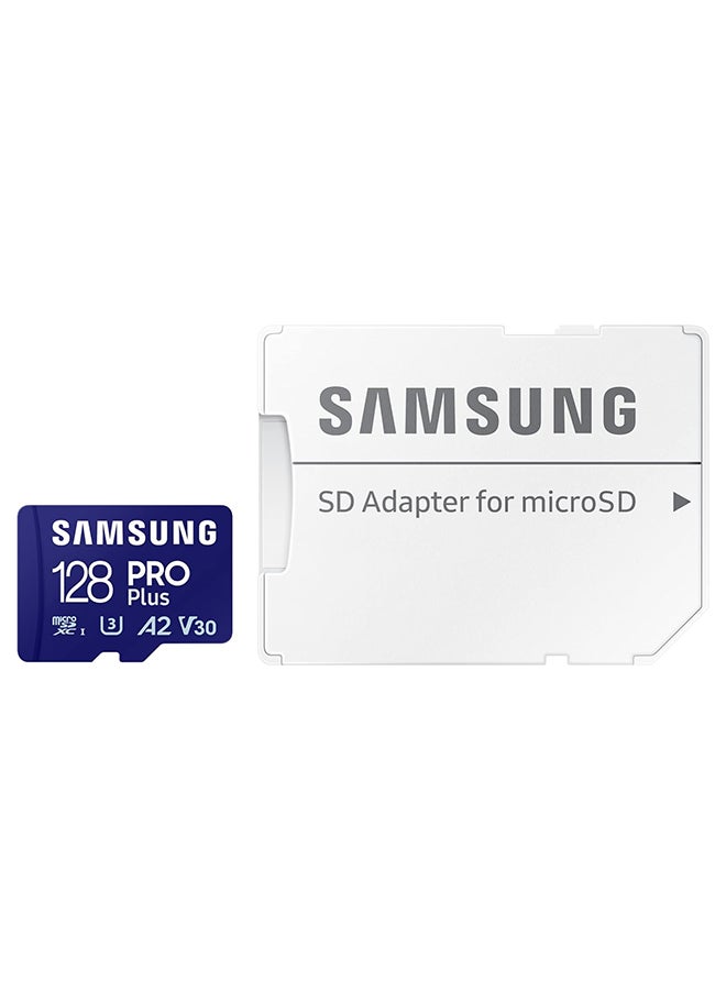 Samsung - Pro Plus MicroSD Memory Card (MB-MD128SA/EU), 128 Gb, UHS-I U3, Full HD & 4K UHD, 180 MB/s Read, 130 MB/s Write, Card For Smartphone, Drone Or Console, Includes SD Adapter (2023) 128 GB - Image 1