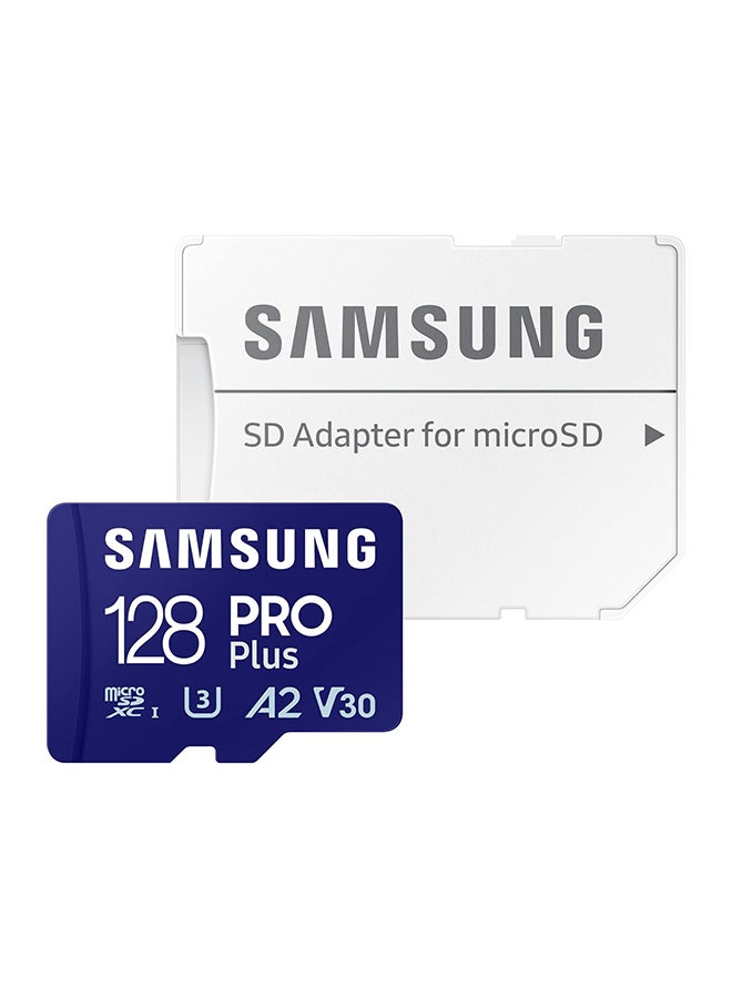 Samsung - Pro Plus MicroSD Memory Card (MB-MD128SA/EU), 128 Gb, UHS-I U3, Full HD & 4K UHD, 180 MB/s Read, 130 MB/s Write, Card For Smartphone, Drone Or Console, Includes SD Adapter (2023) 128 GB - Image 1
